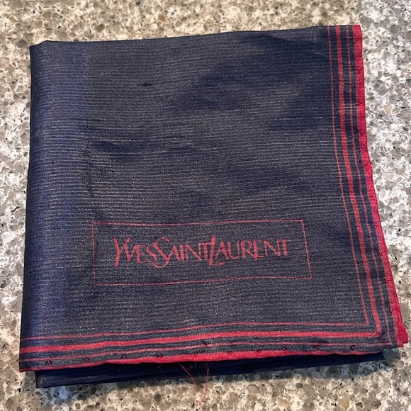 Yves Saint Laurent Navy and Red Pocket Handkerchief